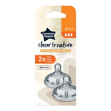 Tommee Tippee Closer To Nature 2 Pack Fast Flow Teats