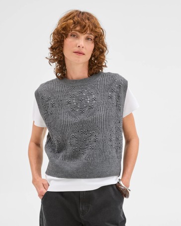 Pointelle Knit Vest