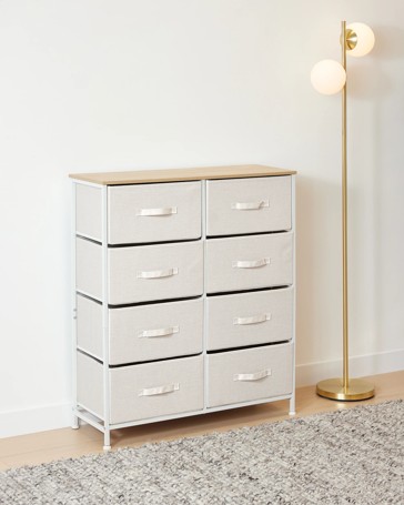 Anko Linen Look 8 Drawer Chest - Beige