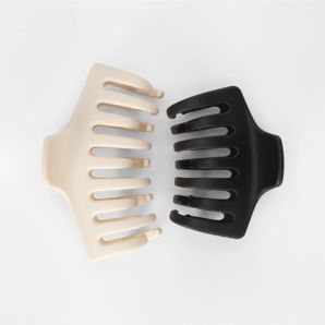 OXX Haircare 2 Pack Bone and Black Medium and Small Barrel Triple Grip Claw Hair Clips product image