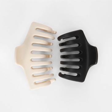 OXX Haircare 2 Pack Bone and Black Medium and Small Barrel Triple Grip Claw Hair Clips