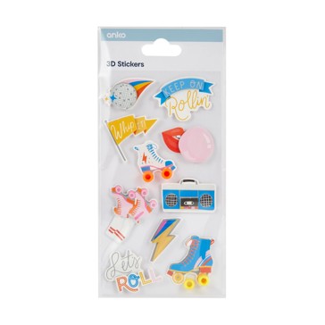 3D Stickers Sheet, Retro - Anko