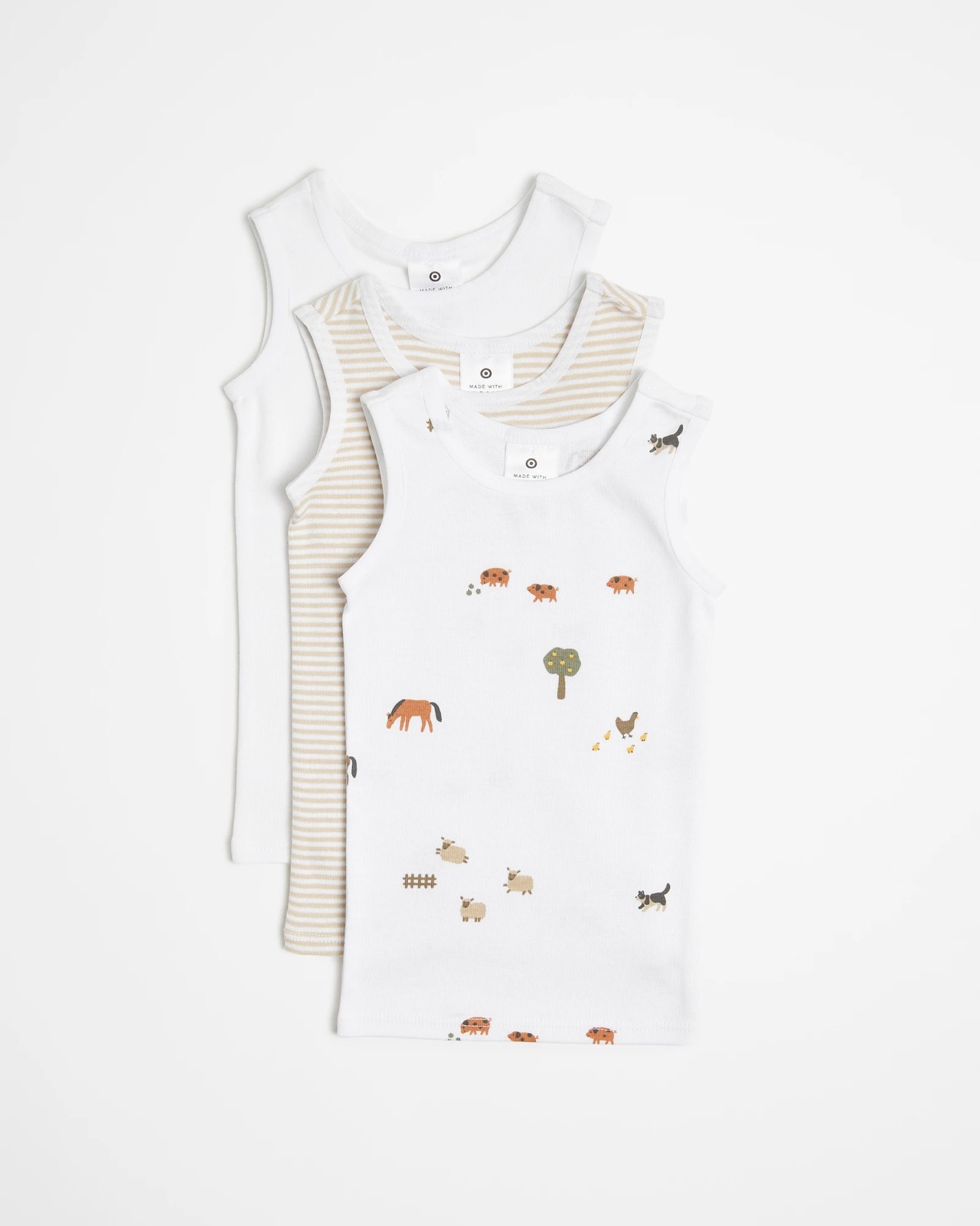 3 Pack Baby Organic Cotton Sleeveless Bodysuits