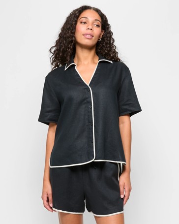 European Linen Binding Trim Shorts