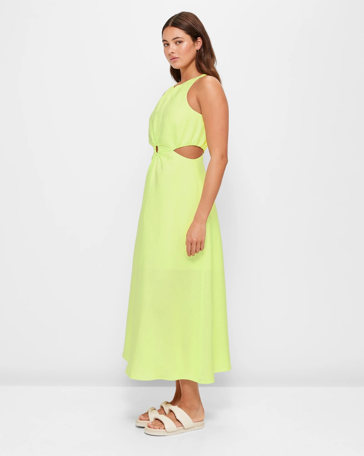 European Linen Blend Ring Detail Midi Dress - Lily Loves 3 of 5