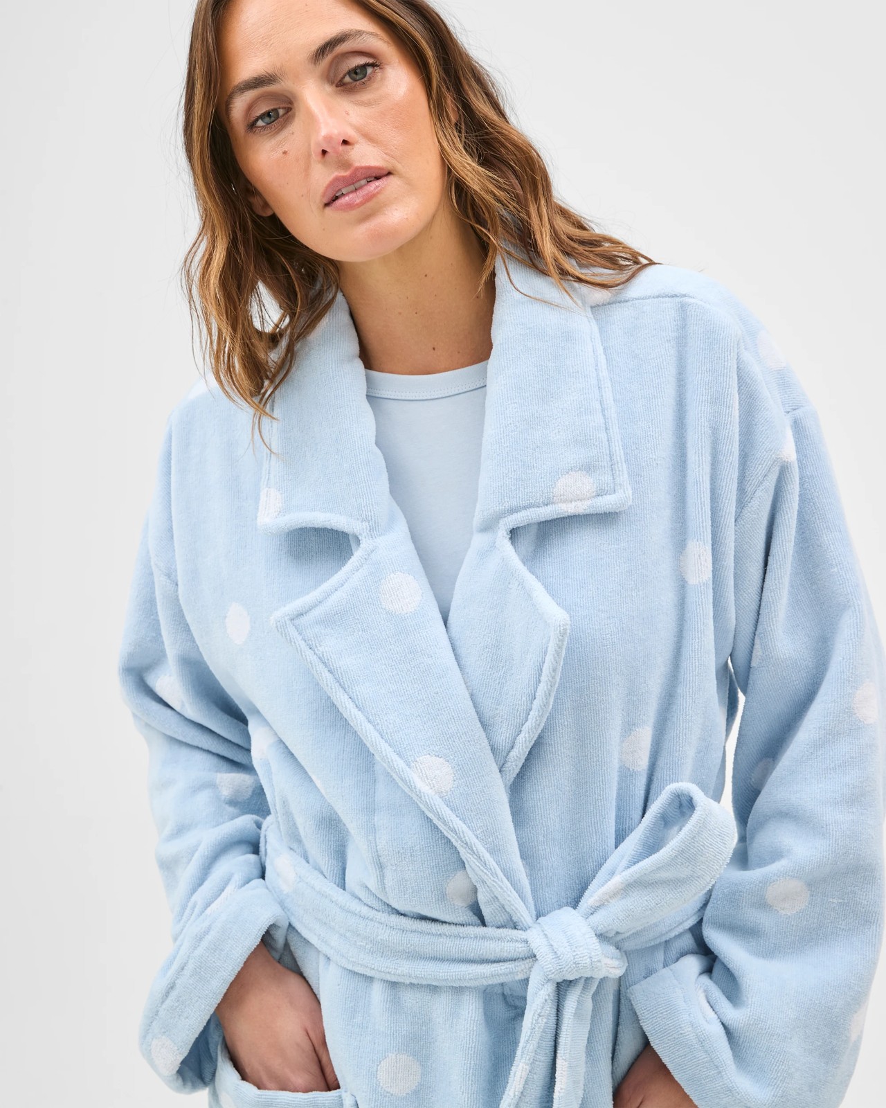Australian Cotton Towelling Robe - Blue Spot 5 of 5