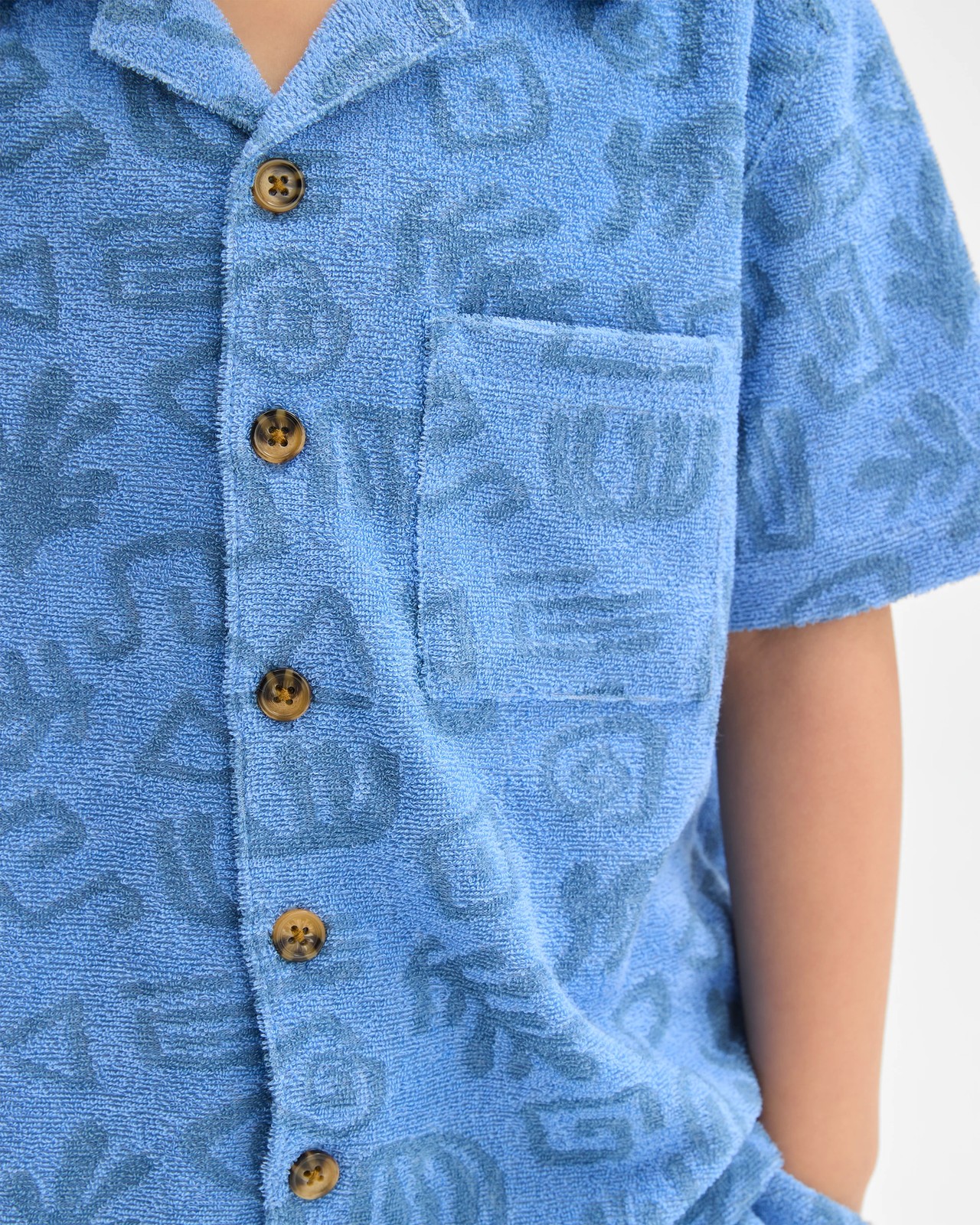 Australian Cotton Blend Short Sleeve Terry Shirt - Blue 3 of 6
