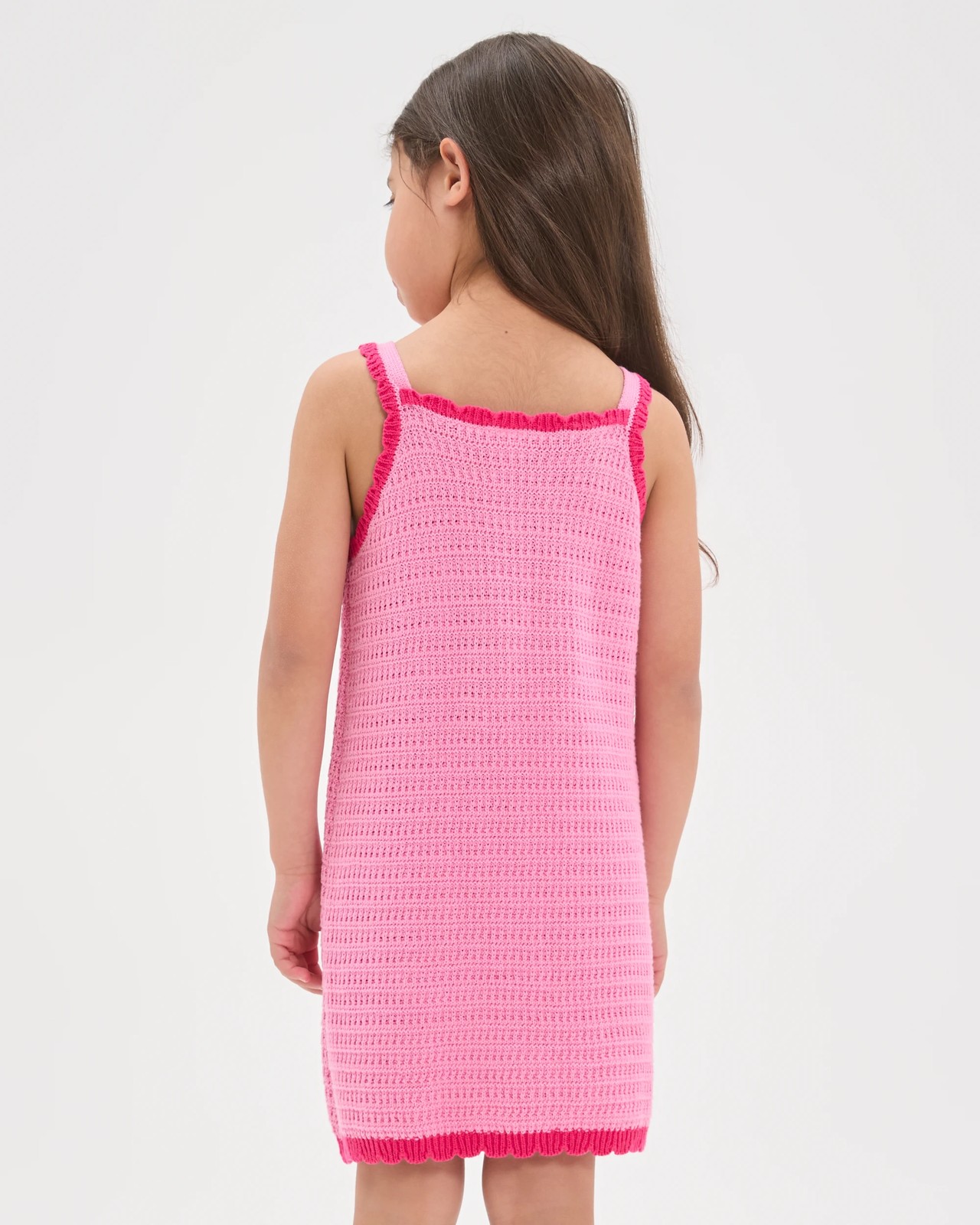 Australian Cotton Crochet Knit Dress - Dark Pink Floral 5 of 5
