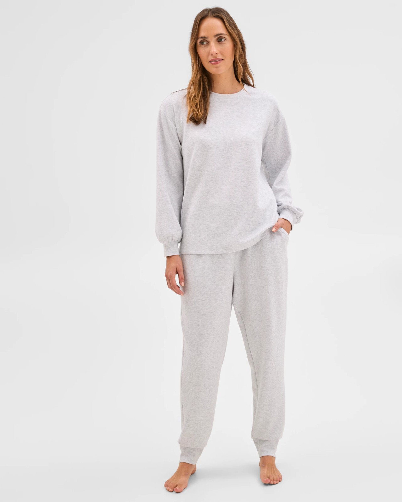 Long Sleeve Crew Sleep Sweatshirt - Grey Marle 2 of 6