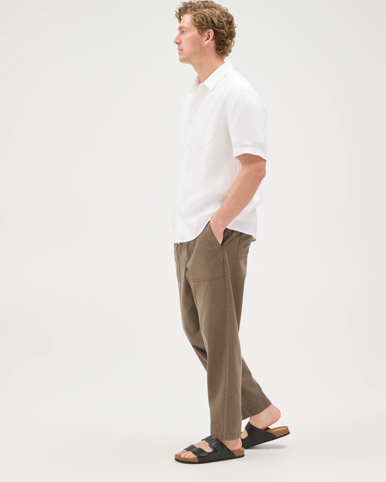 Elastic Waist Beach Pants - Black Olive 4 of 6