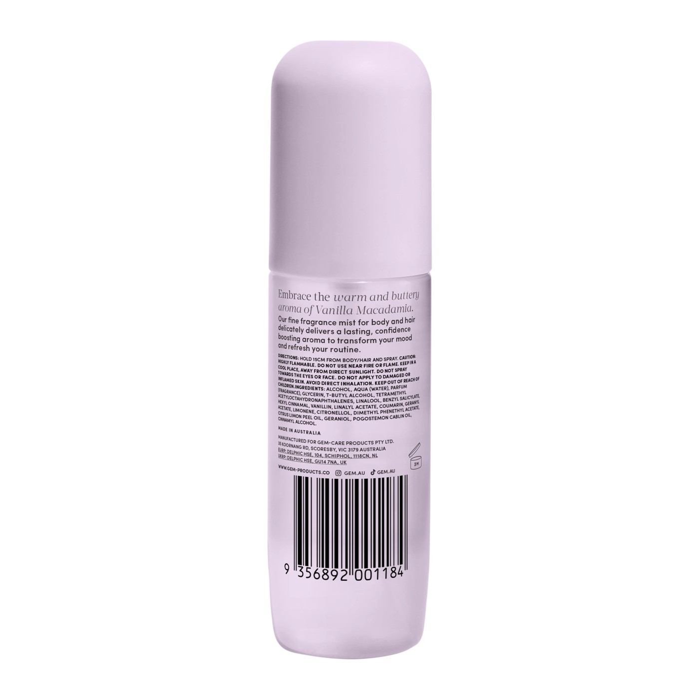 Gem Fragrance Mist 90ml -Â Vanilla and Macadamia 2 of 6