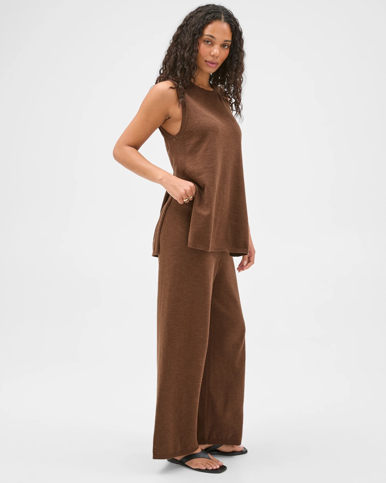 Australian Cotton Blend Wide Leg Knitted Pants 3 of 5