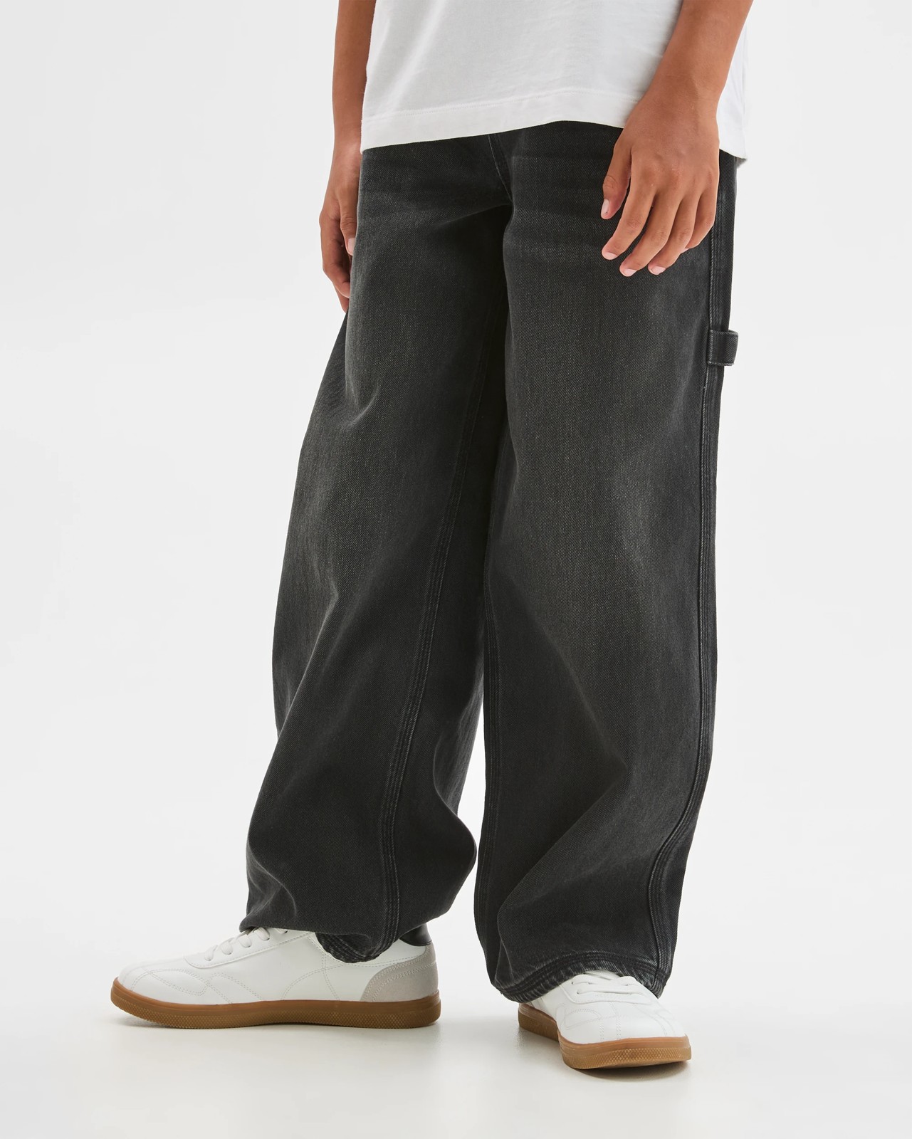 Wide Leg Carpenter Denim Jeans - Blackwash 2 of 5