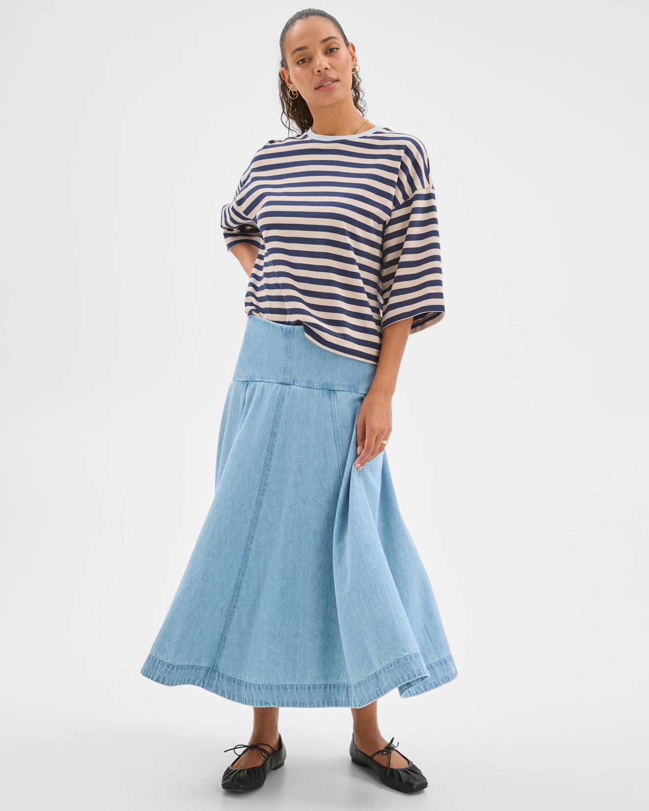 Panelled Denim Maxi Skirt 2 of 5