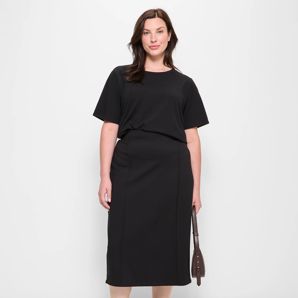 Plus Size Ponte Midi Skirt