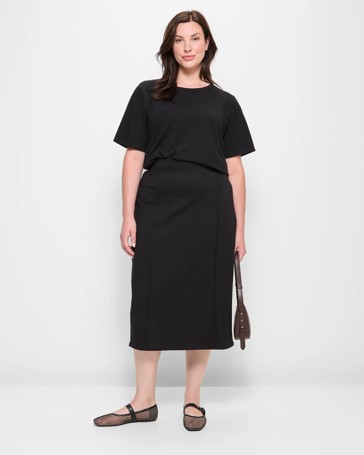 Plus Size Ponte Midi Skirt