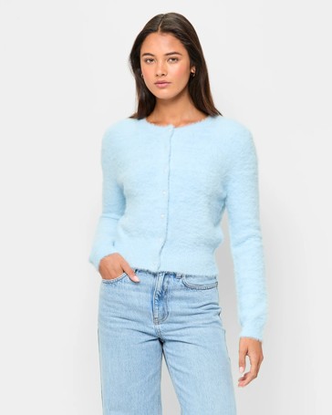 Fluffy Button Front Cardigan - Lily Loves