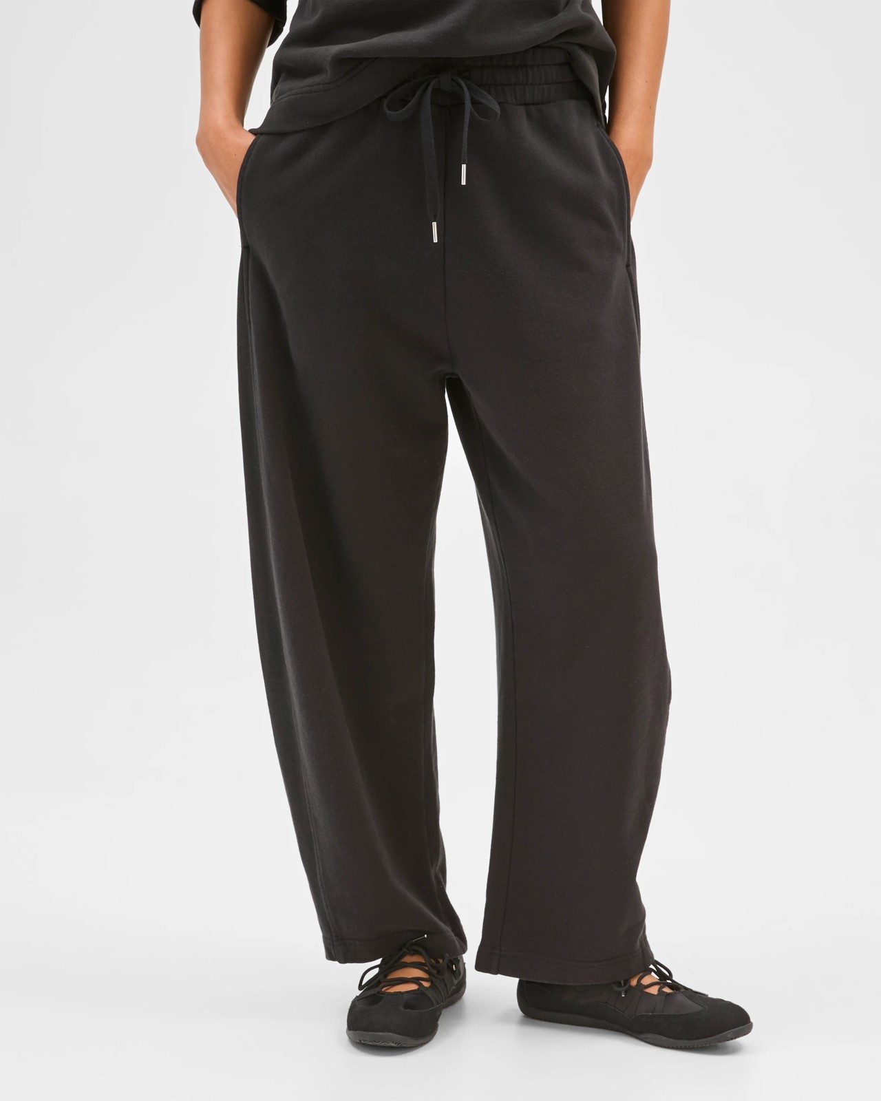 Australian Cotton Barrel Leg Jogger Pants - Washed Black 2 of 5