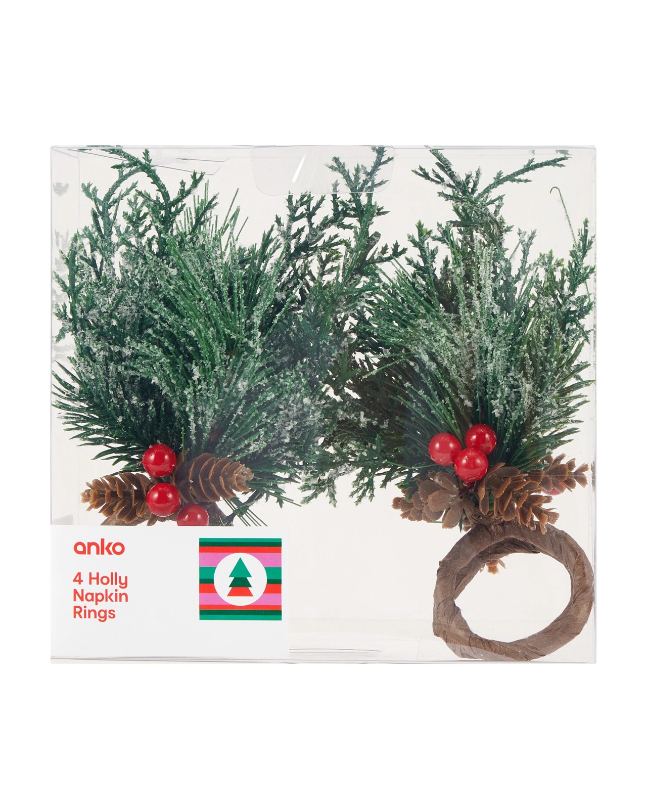 Anko 4 Pack Holly Napkin Rings 4 of 4