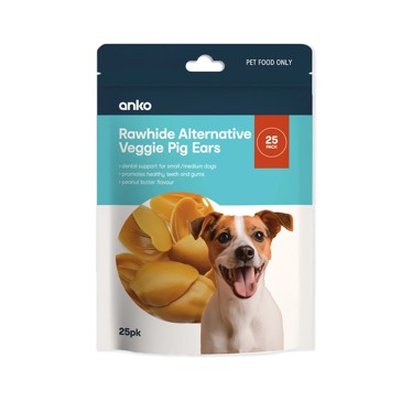 25 Pack Pet Treat Veggie Pig Ears, Small - Anko