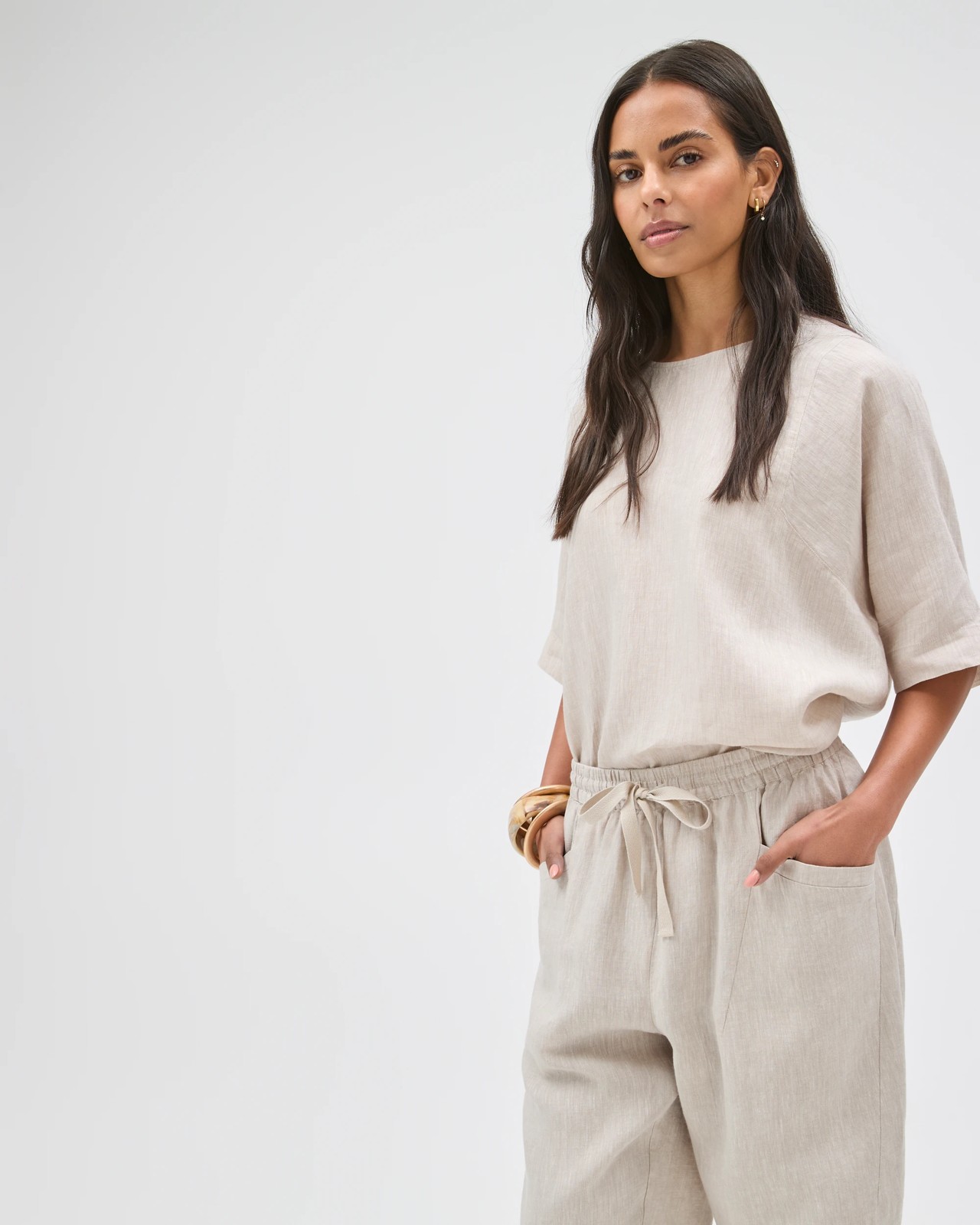European Linen Tapered Pants - Flax 4 of 5