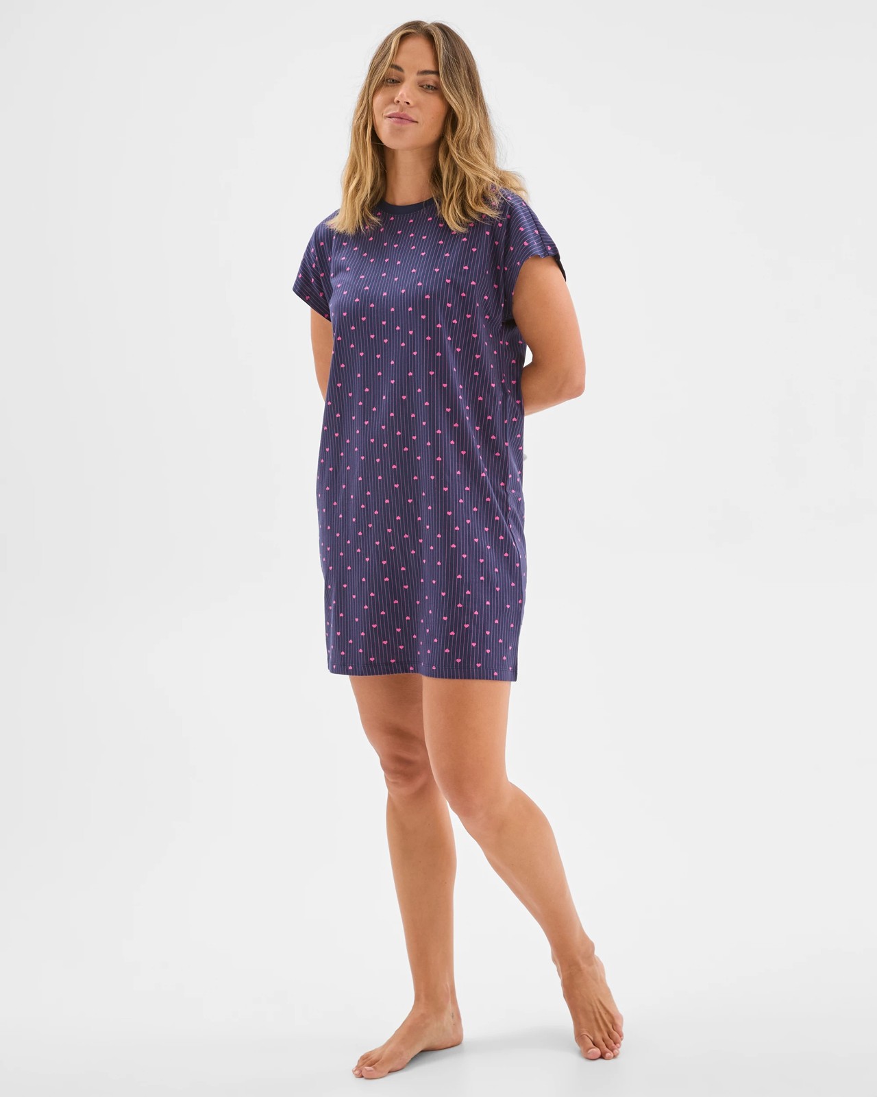 Australian Cotton T-Shirt Nightie - Heart Blue 2 of 6