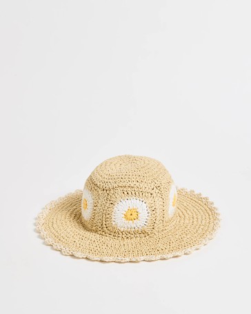 Daisy Scalloped Straw Hat