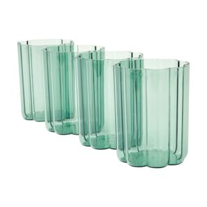 4 Green Acrylic Ripple Highball Glasses - Anko