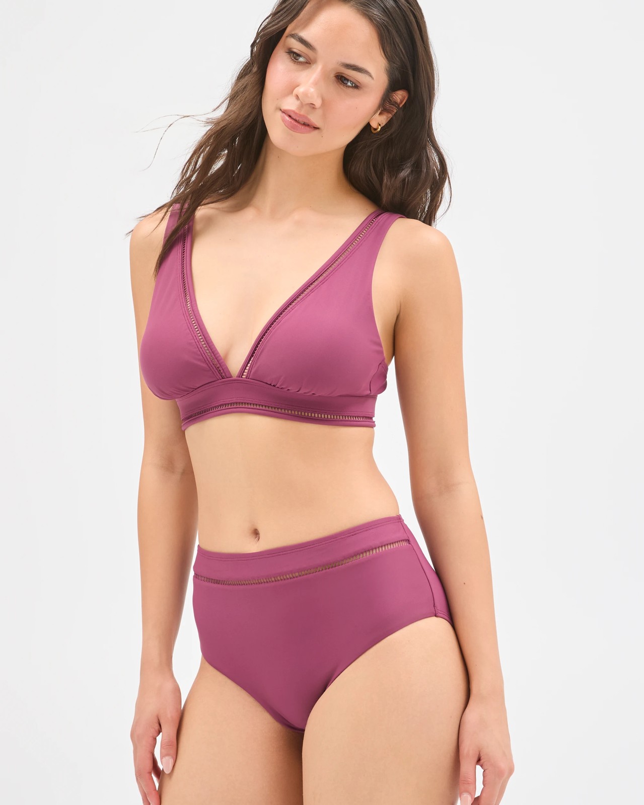 Shape Your Body Resort Ladder Trim High Waisted Matte Micro Swim Bikini Bottoms - Fig 4 of 6