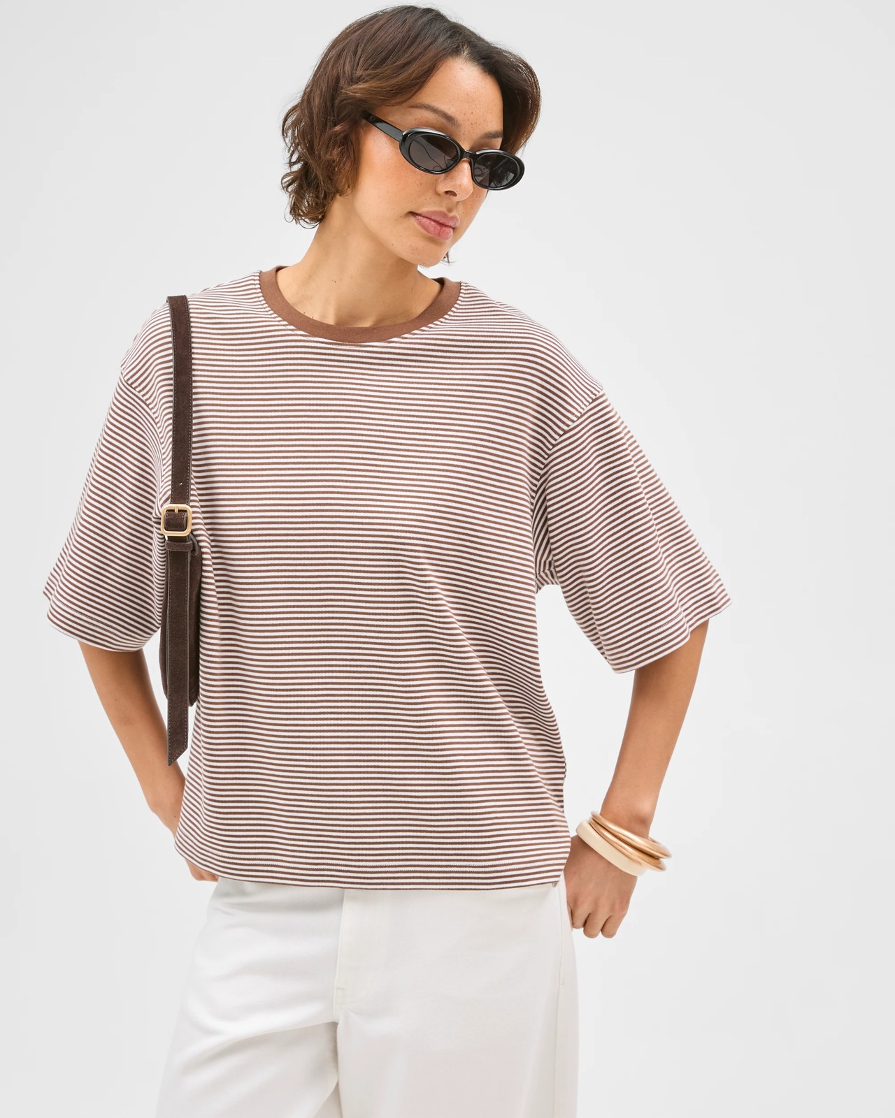 Australian Cotton Heavyweight Boxy T-Shirt - Warm Brown 2 of 5