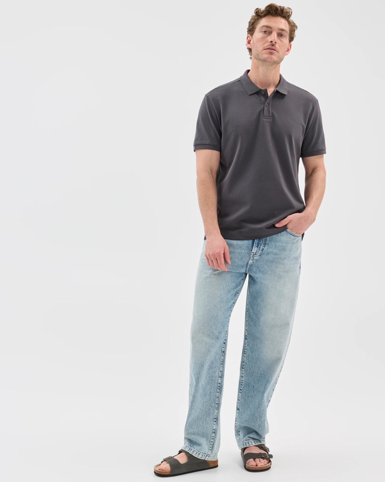 Australian Cotton Pique Polo Top - Dark Grey 2 of 5
