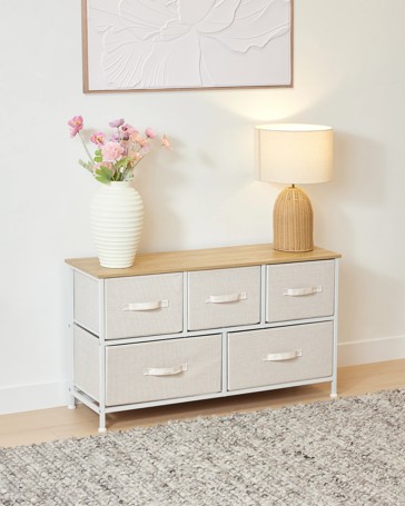 Anko Linen Look 5 Drawer Chest - Beige