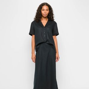 European Linen Bias Cut Midi Skirt