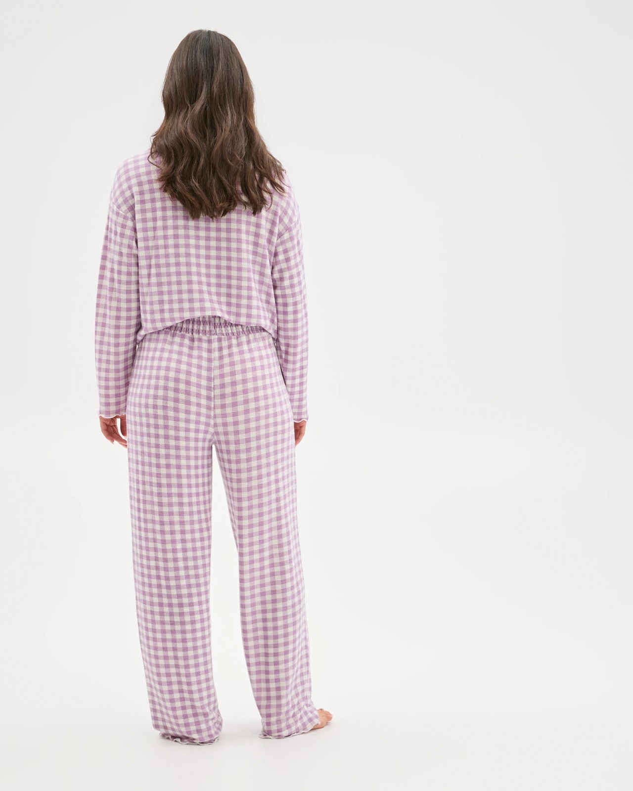 Cosy Slub Knit Sleep Pants - Purple gingham 6 of 6