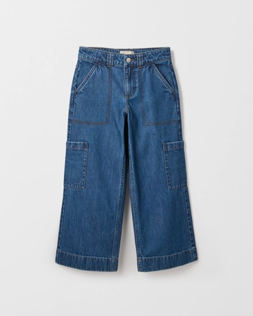 Denim Cargo Wide Leg Jeans