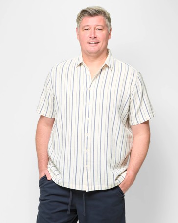 Plus Size Australian Cotton Textured Stripe Shirt