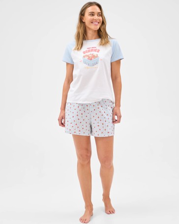 Australian Cotton Printed Jersey Sleep Shorts
