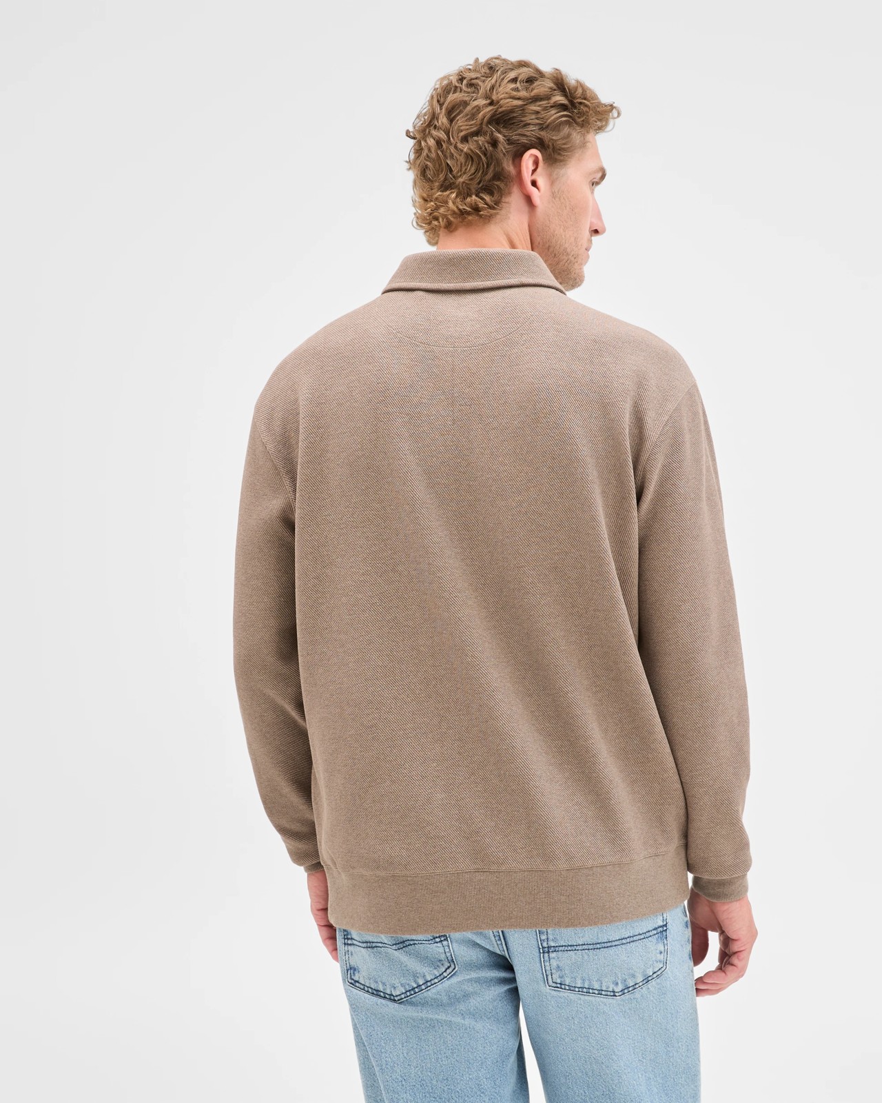 Australian Cotton Blend Fleece 1/4 Zip Collared Top - Rock 4 of 5