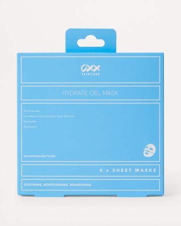OXX Skincare 4 Pack Hydrate Gel Masks - Niacinamide - Low Molecular Hyaluronic Acid Solution - Ceramide and Panthenol