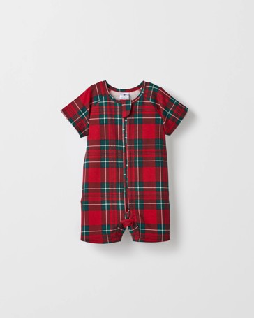 Family Matching Christmas Check Organic Cotton Baby Zip Romper