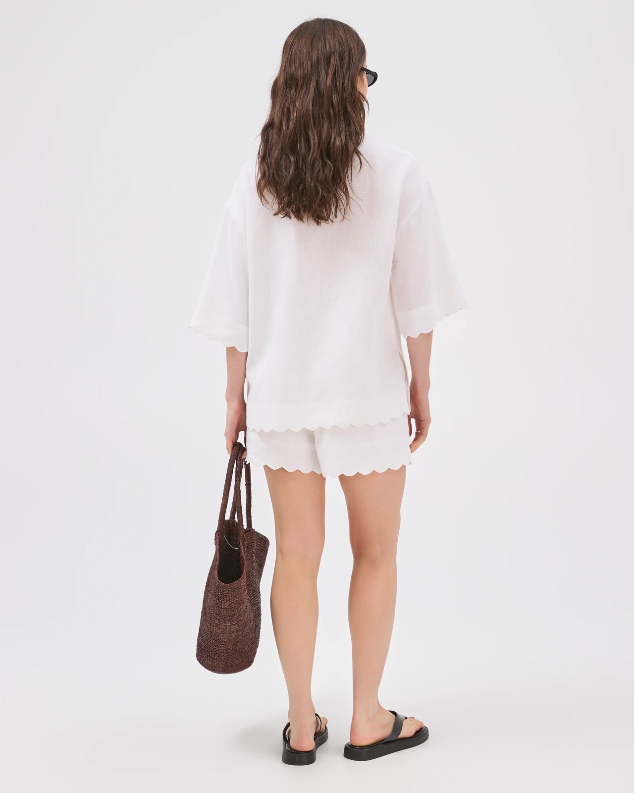 Lily Loves European Linen Scallop Shirt - White 5 of 5