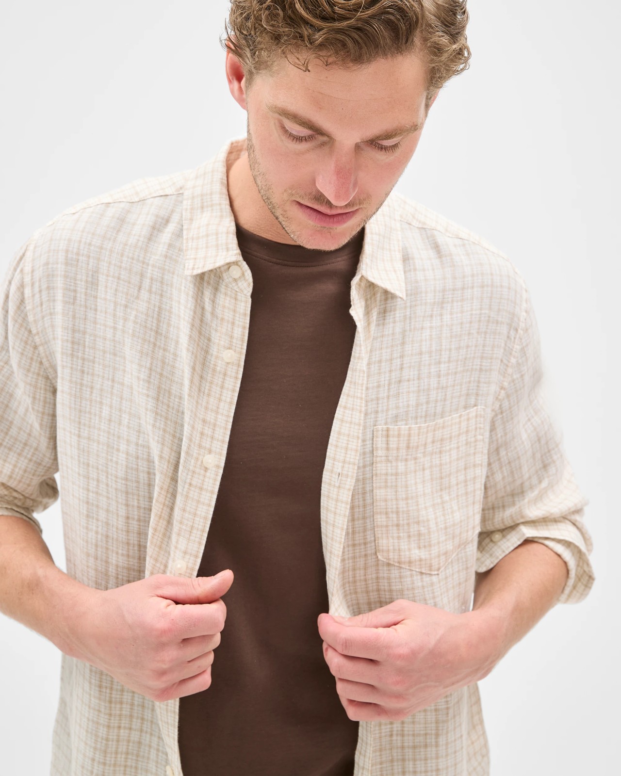 European Linen Long Sleeve Check Shirt 4 of 5
