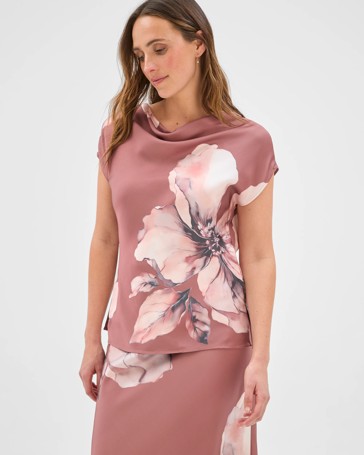 Preview Cowl Neck Drape Satin Blouse