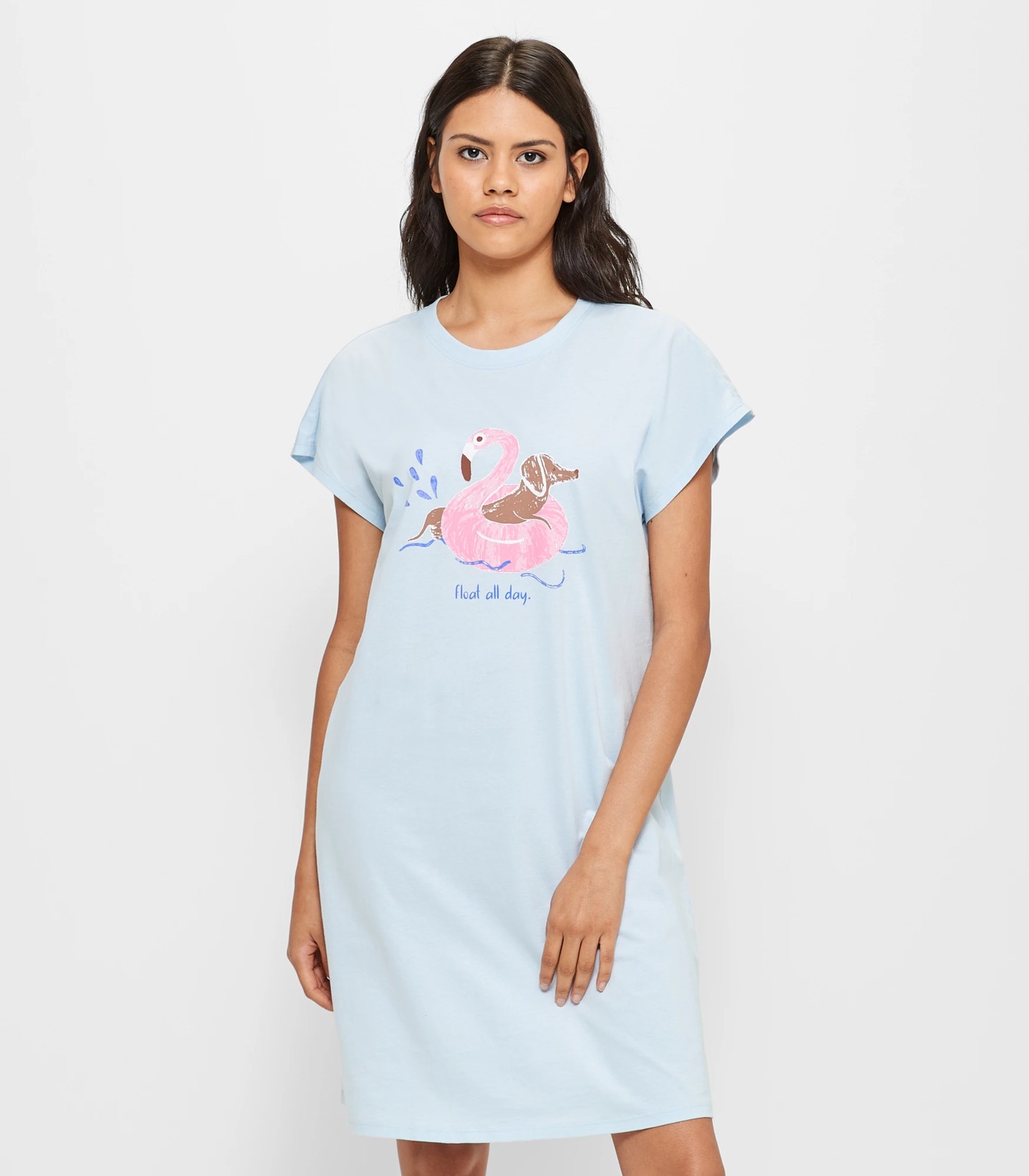 Print Sleep T Shirt Nightie Blue Flamingo Dog Target Australia