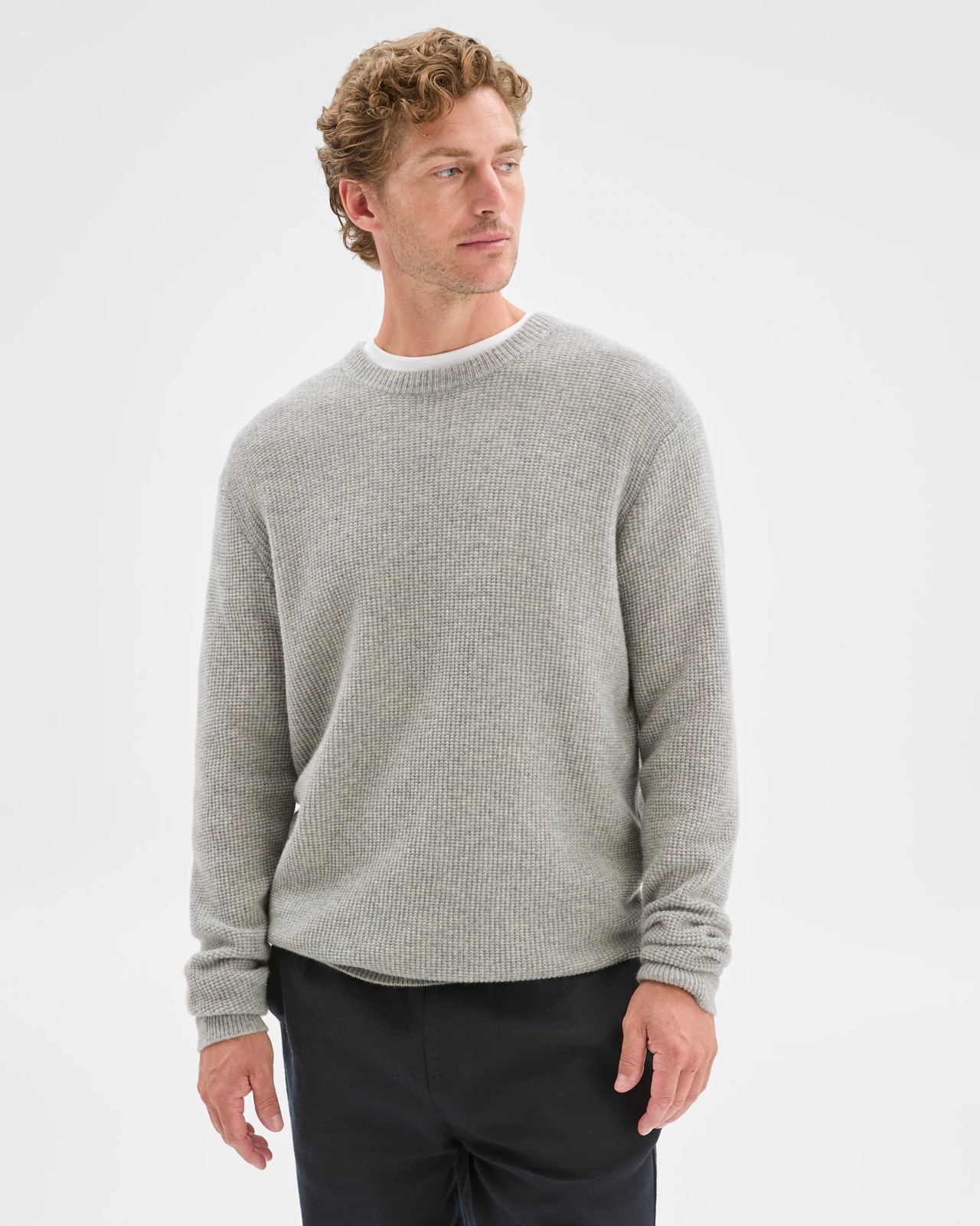 Lambswool Long Sleeve Crew Neck Knit Jumper - Grey Marle 5 of 6