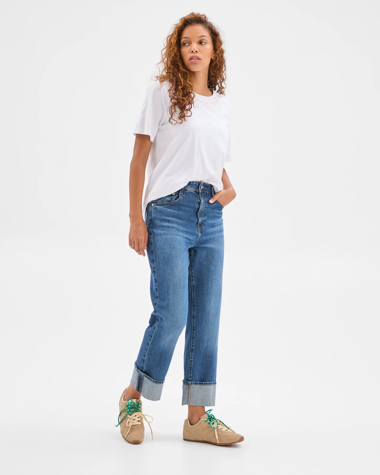 Straight Leg 90's Turn Up Denim Jeans 3 of 6