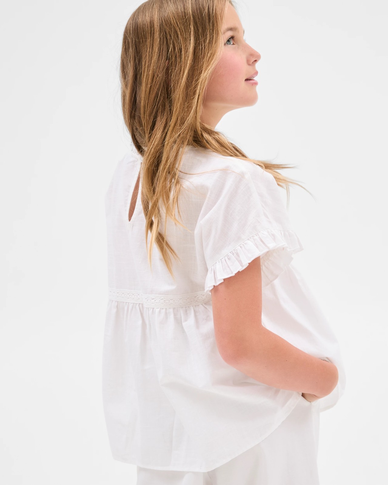 Woven Short Sleeve Embroidered Top 4 of 5