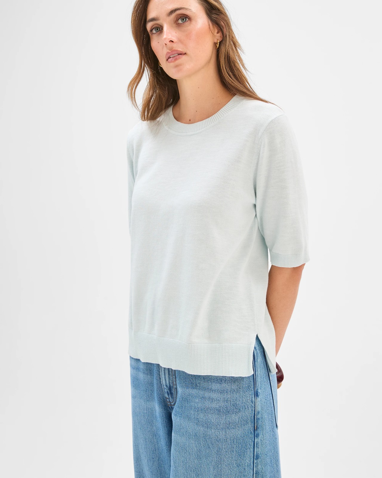 Australian Cotton Blend Knit T-Shirt - Glacier 5 of 5