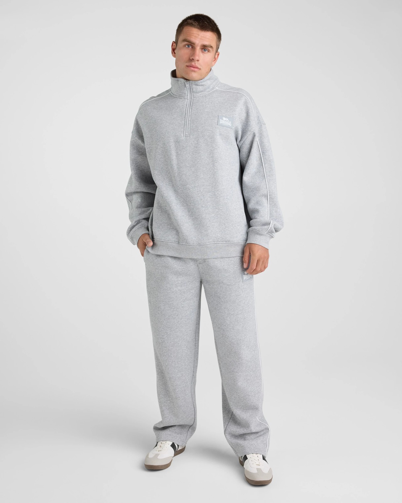 Lonsdale London Relaxed Sport Quarter Zip - Grey Marle 5 of 5