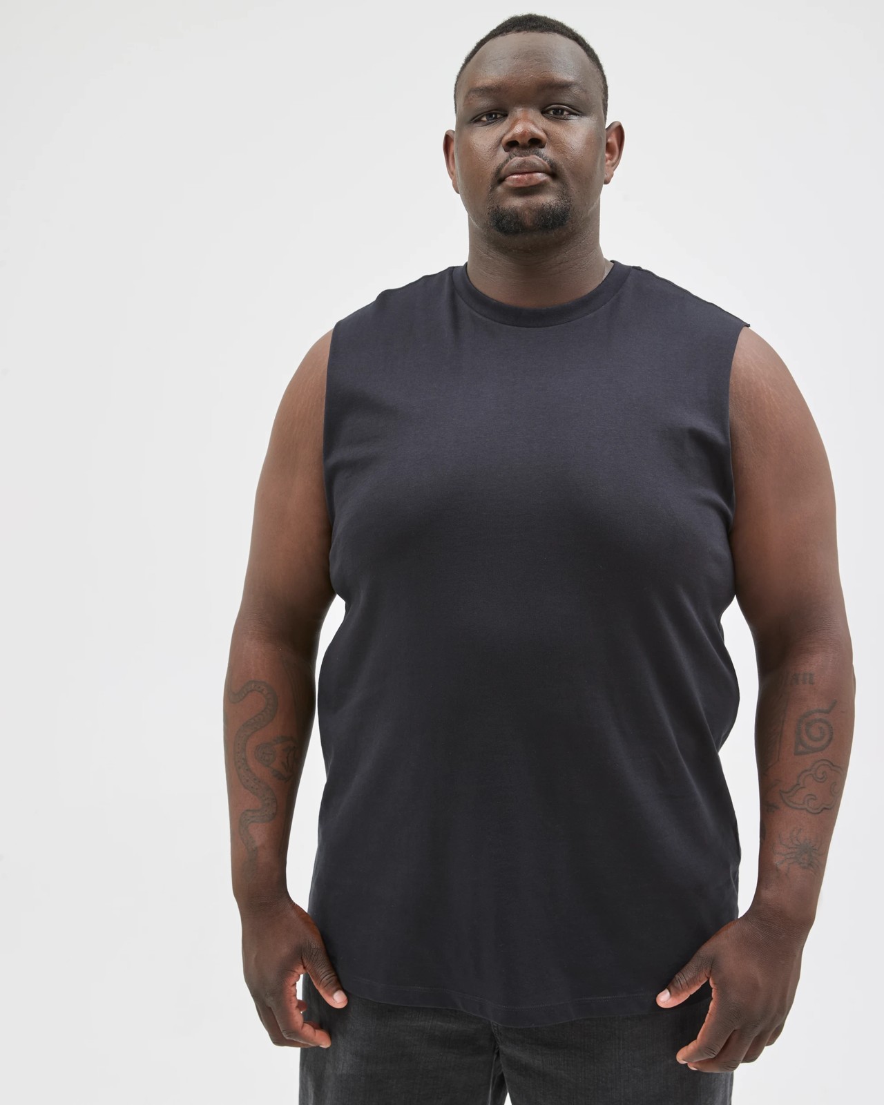 Plus Size Australian Cotton Plain Tank Top - Black 2 of 5
